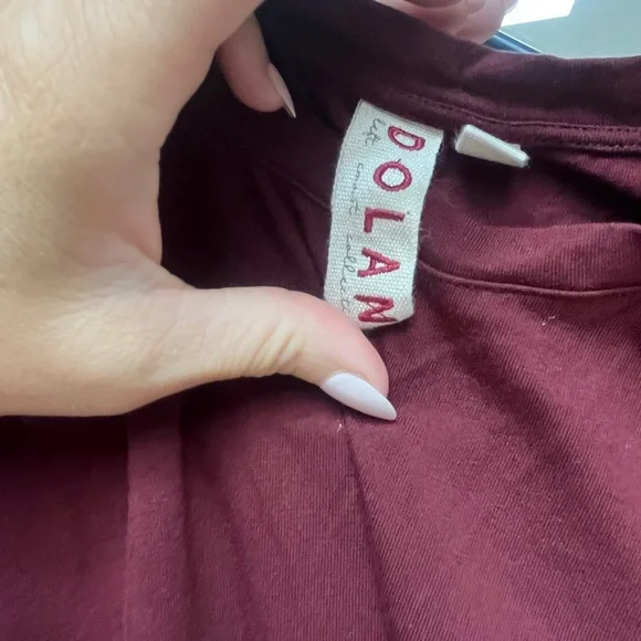 Anthropologie DOLAN t shirt Elegant Burgundy Tie-Waist Dress - Picture 3 of 5